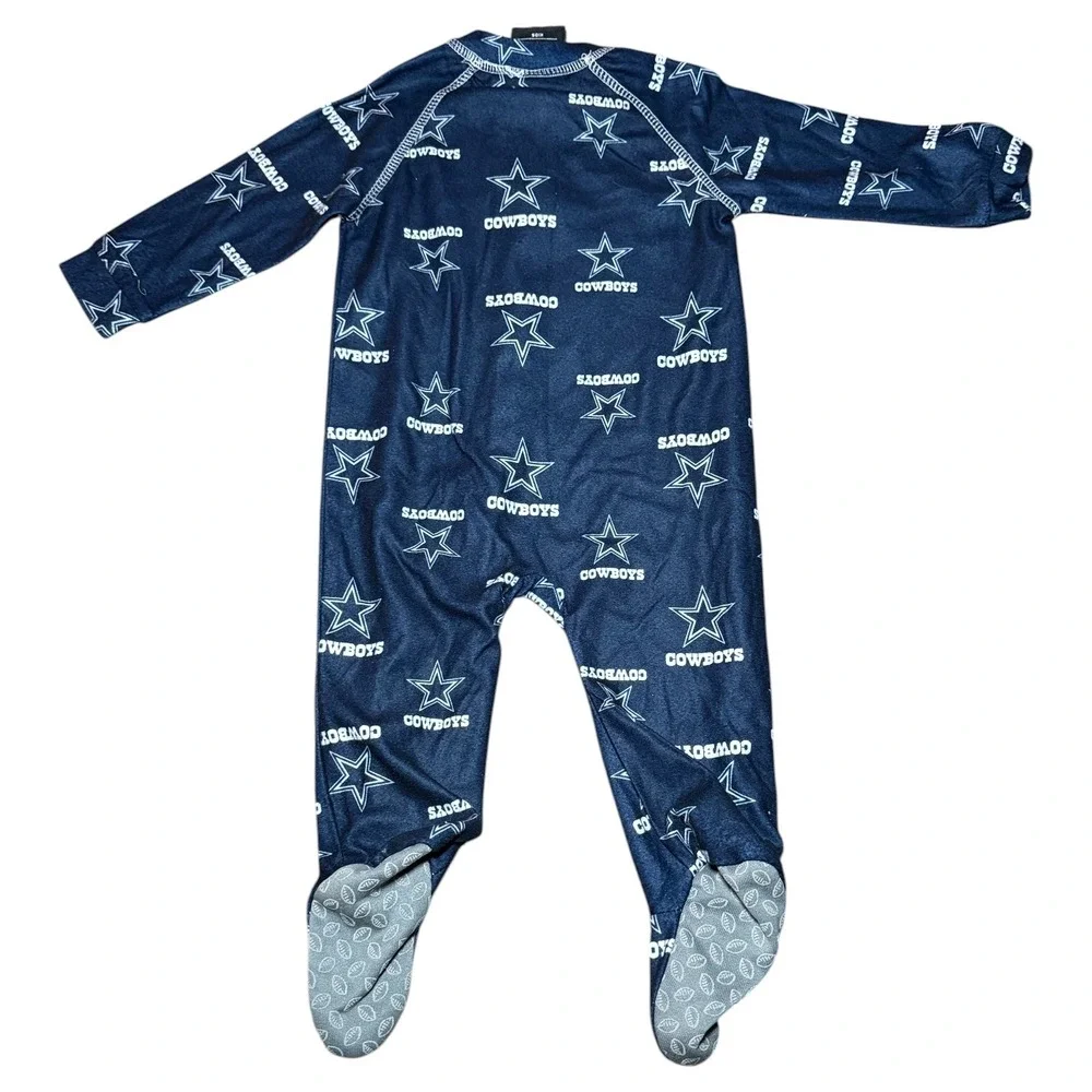 NFL Team Apparel Dallas Cowboys Footed Sleeper Baby 6-9M Navy Zip Pajamas